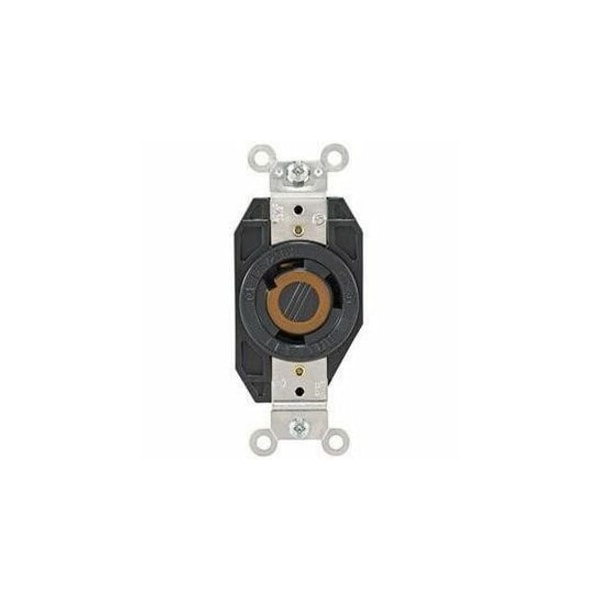 Leviton Flanged Locking Receptacle, L10-30R, 30 A, 125/250V AC, Single Phase, 3 Pole, Flush Mount, Black 2660 - main