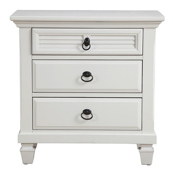 Homeroots 28" White Wood Three Drawer Nightstand 399249 - main