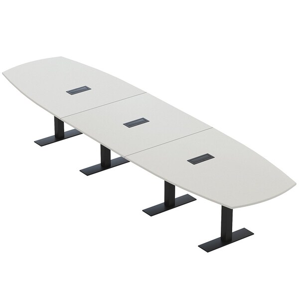 Skutchi Designs Arc Boat Conference Table With Power, 48 in W, 192 in L HAR-ABOT-48X192-T.BK-U779-EBLK - main