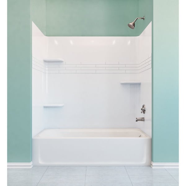 Mustee Topaz 60'' L.x59'' Hx32''D. 3-Piece Alcove Tub Wall Kit in Wht 680-32WHT - main