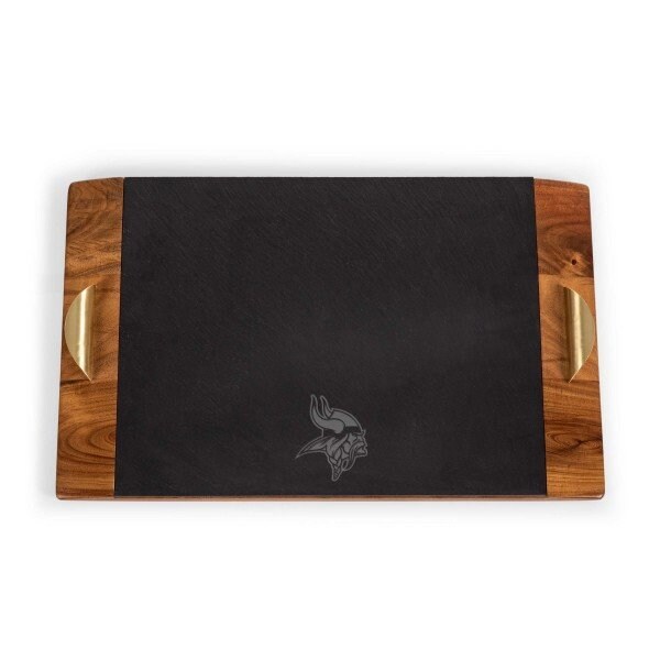 Picnic Time Family Of Brands NFL Minnesota Vikings - Covina Acacia and Slate Serving Tray 957-07-512-183-2 - main