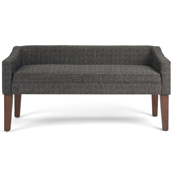 Homeroots 50in Gray and Brown Fabric and Wood Upholstered Bench 642315 - main