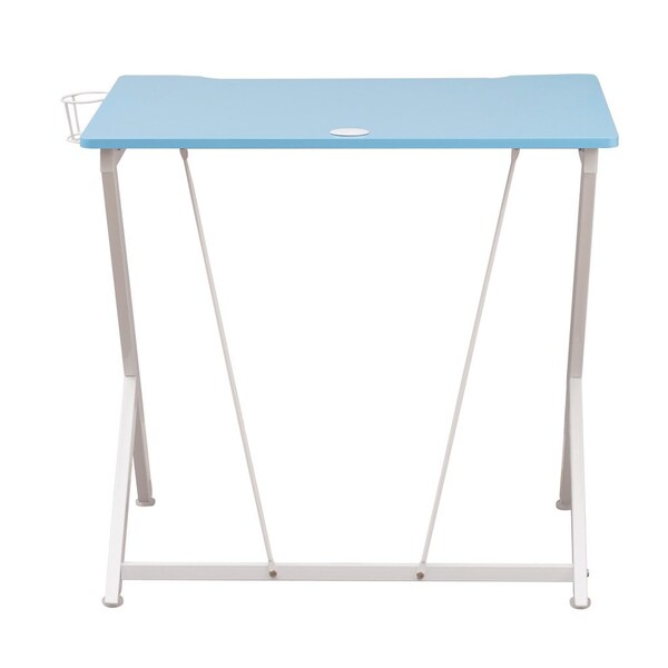Homeroots 35" Blue Wood and Stainless Steel Computer Desk 723782 - main