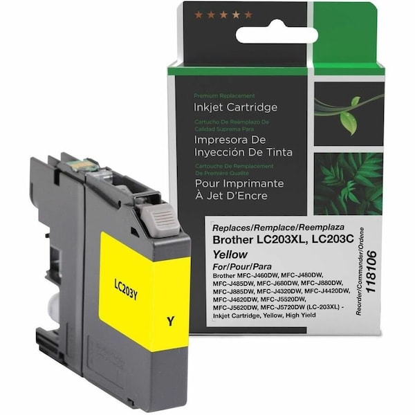 Cig Clover Imaging Remanufactured High Yield Yellow Ink Cartridge for Brother LC203XL 118106 - main