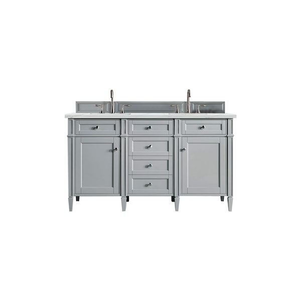 James Martin Vanities Brittany 60'' D Vanity, Urban Gray w/ Ethereal Noctis Silestone Top w/FreePower Wireless Charger 650-V60D-UGR-FENC - main