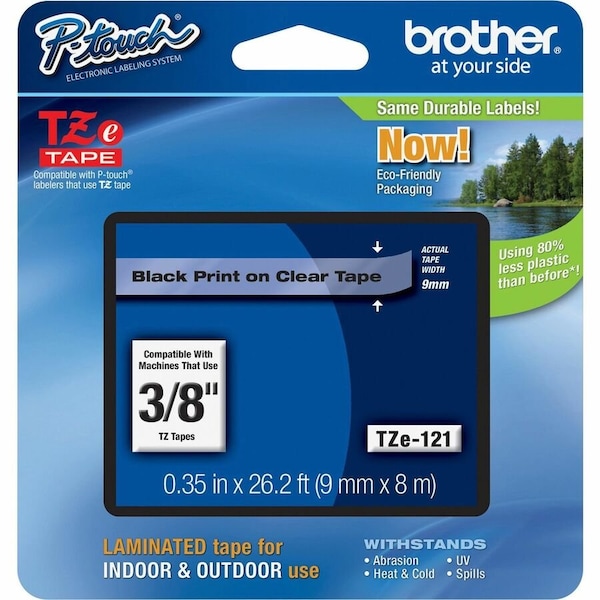 Brother Label/Ribbon Cartridge, Clear, Gloss, 3/8 in W TZE121G - main