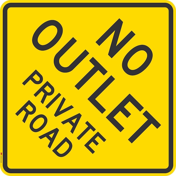 Lyle No Outlet Private Road, 24x24, High Intensity Prismatic, Yellow G-13127-HI_24x24 - main