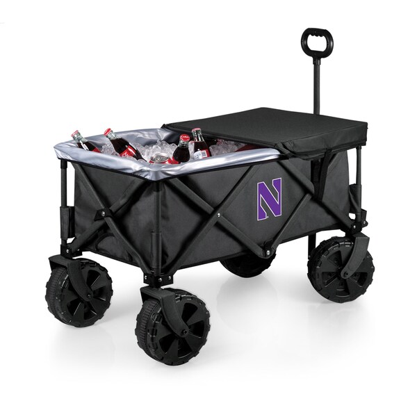 Picnic Time Family Of Brands NCAA Northwestern Wildcats Adventure Wagon Elite All-Terrain Folding Beach Wagon 741-85-679-434-0 - main