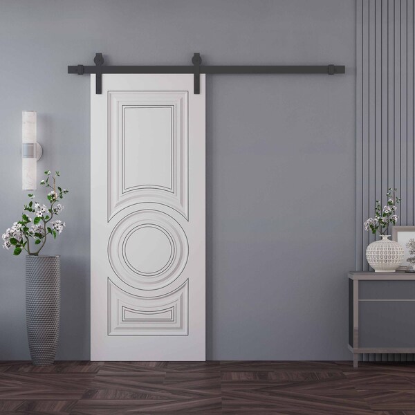 Sartodoors Barn Door 28x80 inches White Solid Core Modern Interior ROYAL9855BD-B-EMAL-28 - main