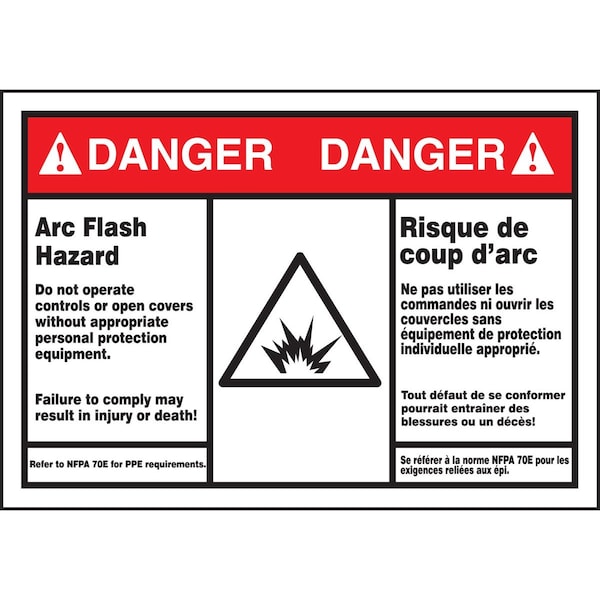 Accuform BILINGUAL ANSI DANGER ARC FLASH FBLSPS149 - main