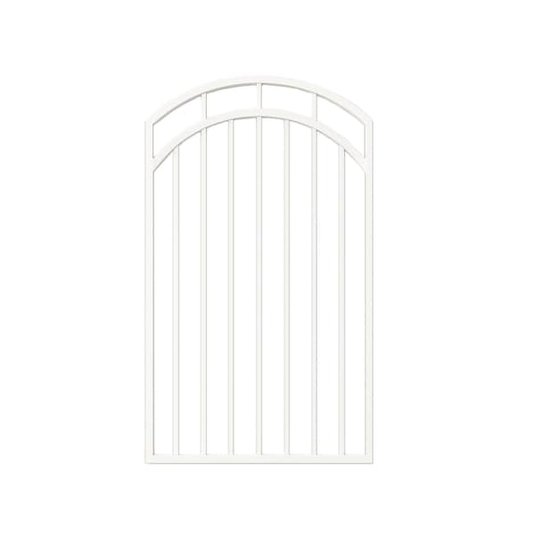 Nuvo Iron 33-in W x 56-in H Glossy Wht Benitoite Gate Arched 36-in W Opening SCHardware W/Dbl Side Handle IBGA3356GW - main