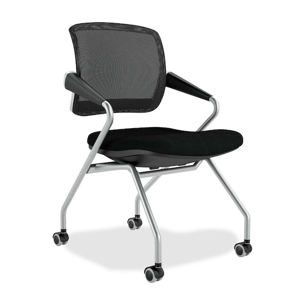 Mayline Mid-Back Chair Valore Mid Back Chair, Black, Package Quantity 2, Loop Arms, 18-1/2" Height, Fabric TSM2BB - main