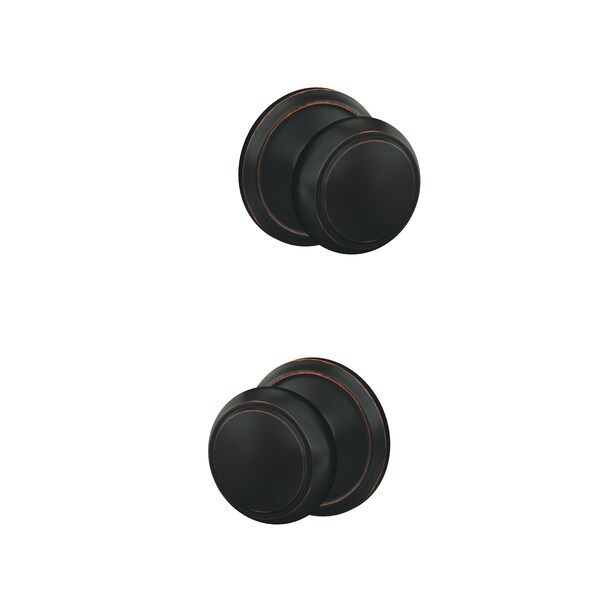 Schlage Residential Schlage Custom Andover Knob with Alden Rose Non Turning Double Dummy Pair Aged Bronze Finish FC172AND716ALD - main