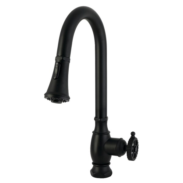 Kingston Brass Single-Handle Pull-Down Kitchen Faucet, Matte Black LS8690CG - main