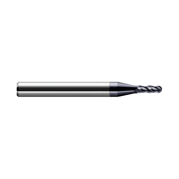 Harvey Tool Miniature End Mill-4 Flute-Ball, 741018-C3, AlTiN, 0.8 mm Cutter Diameter, 2.4 mm Length of Cut 741018-C3 - main