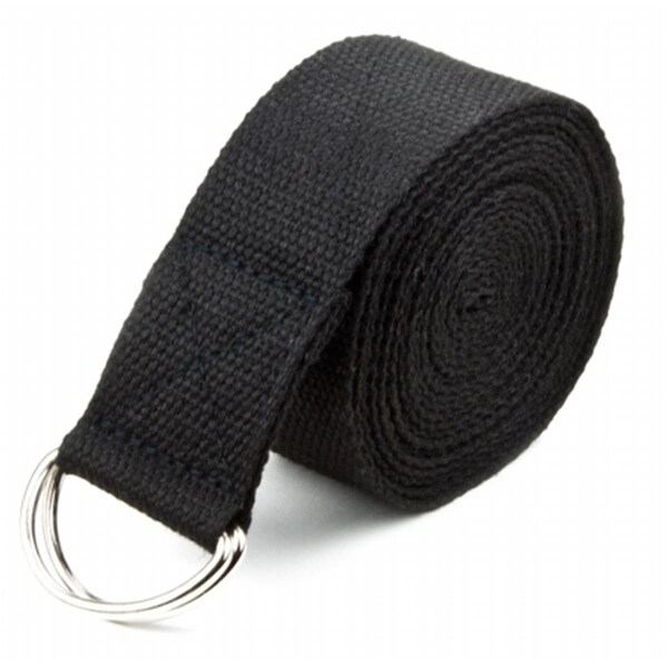 Qualitycare 10 ft. Extra-Long Cotton Yoga Strap with Metal D-Ring, Black QU3340716 - main