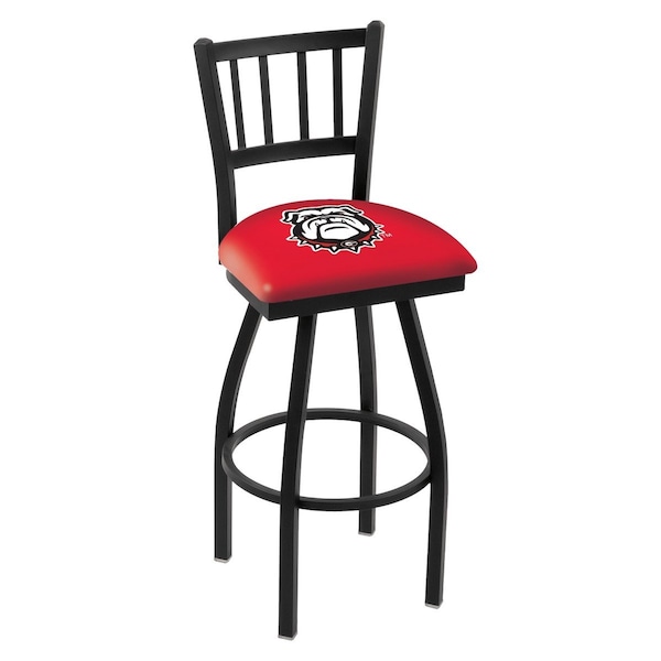 Holland Bar Stool Co 30" Blk Wrinkle Georgia "Bulldog" Swivel Bar Stool, Jailhouse Back L01830GA-Dog - main