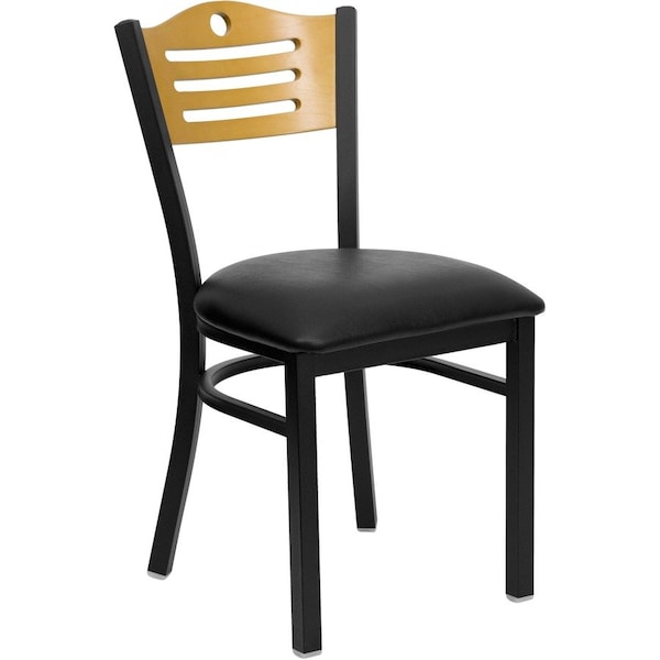 Flash Furniture Hercules Restaurant Chair, 16-3/4 in W 21-1/2" L 32-3/4" H, Vinyl Seat XU-DG-6G7B-SLAT-BLKV-GG - main