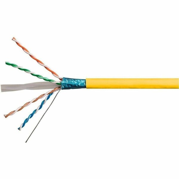 Monoprice Cat6A 500ft Yellow CMR UL Bulk Cable TAA Shielded F/UTP Solid 23AWG 550MHz 10G 42348 - main