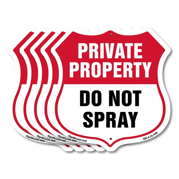 Signmission Private Property Shield Sign Do Not Spra, 12 inch X 12 inch, Aluminum Metal Sign, 5PK SHI-A-5Pack-12-449 - main