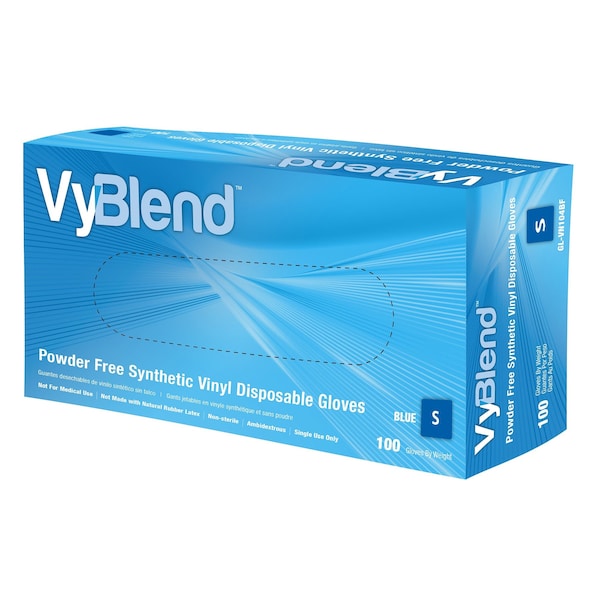 Safety Zone Synthetic Vinyl Powder Free 4.5 mil Gloves - Blue, Small - Case of 1000 GL-VN104BFS - main