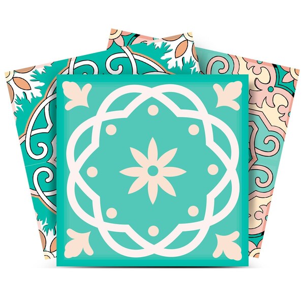 Homeroots 6" X 6" Aquamarine Mosaic Peel And Stick Removable Tiles 390825 - main