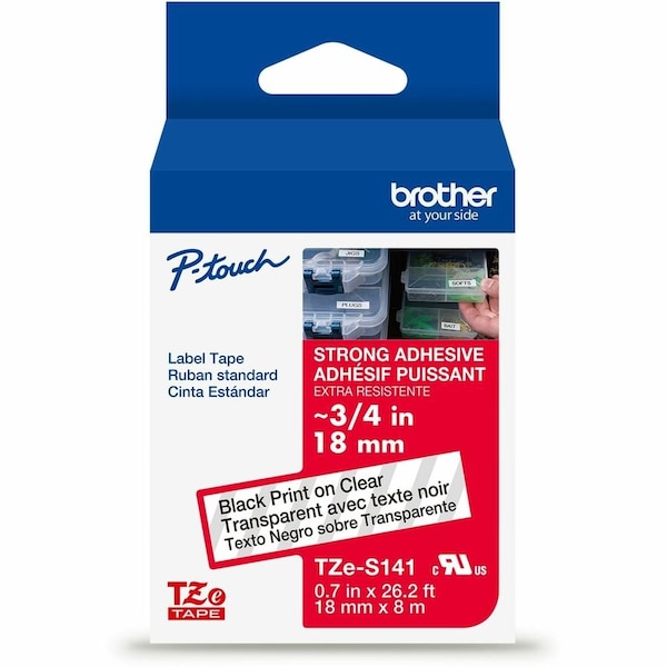 Brother Label/RibbonCartridge, Clear, Gloss, 3/4inW TZES141G - main