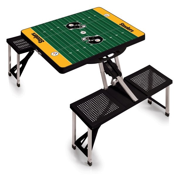 Picnic Time Family Of Brands Pittsburgh Steelers - Football Field - Picnic Table Portable Folding Table with Seats, (Black) 811-00-175-255-2 - main