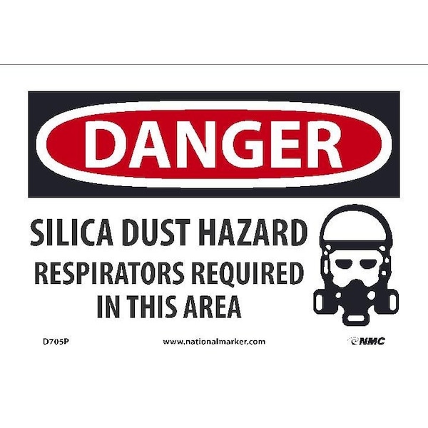 Nmc Silica Dust Hazard Respirators Required Sign, D705P D705P - main