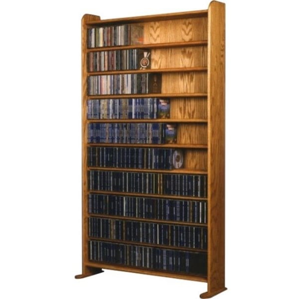Wood Shed Cdracks Solid Oak 10 Shelf CD Cabinet Max. Capacity 935 CD s Honey Oak Finish 1002-3 - main