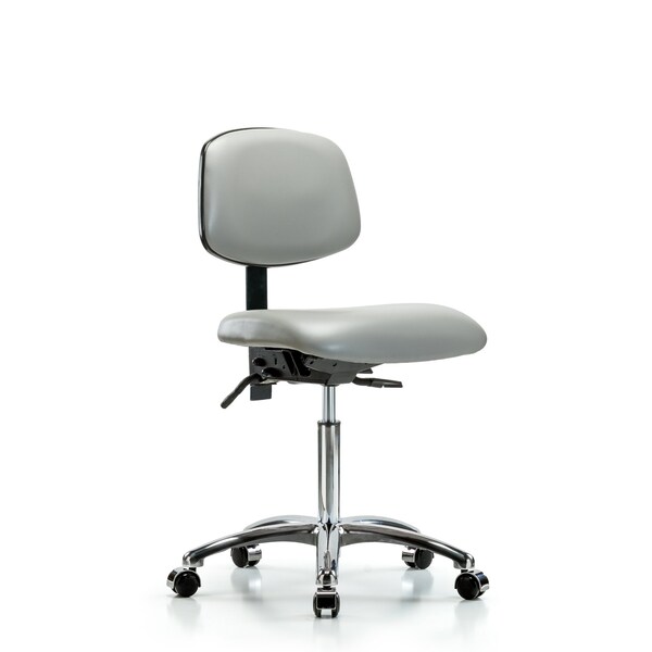 Blue Ridge Ergonomics Chair, Vinyl, Med Bench, Chrome Casters, Dov, No Arms, 22" to 29" Height, Dove BR-VMBCH-CR-T0-A0-NF-CC-8567 - main