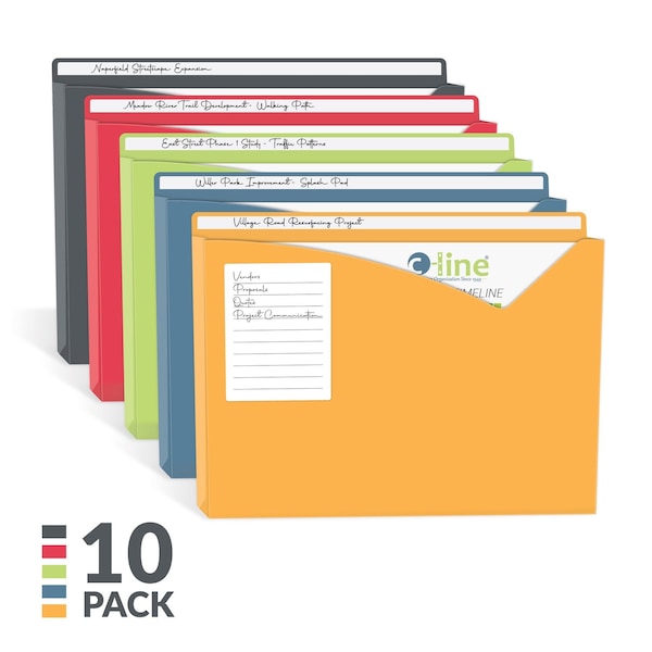 C-Line Products 8-1/2" x 11" Assorted Write-On Poly File Jackets, 10/PK 63160 - main
