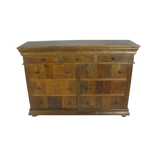 Homeroots 60" Brown Reclaimed Wood Nine Drawer Double Dresser 564523 - main