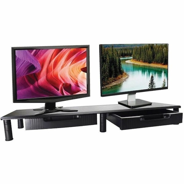 Eaton Tripp Lite Series Extra-Wide Dual-Monitor Riser with Storage Drawers, 39 x 11 in., Black, TAA MR4011DTAA - main