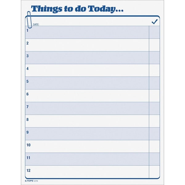 Tops Business Forms Tops Things To Do Today Pad, 8-1/2" x 11", White, 100 Sheets/Pad 2170 - main