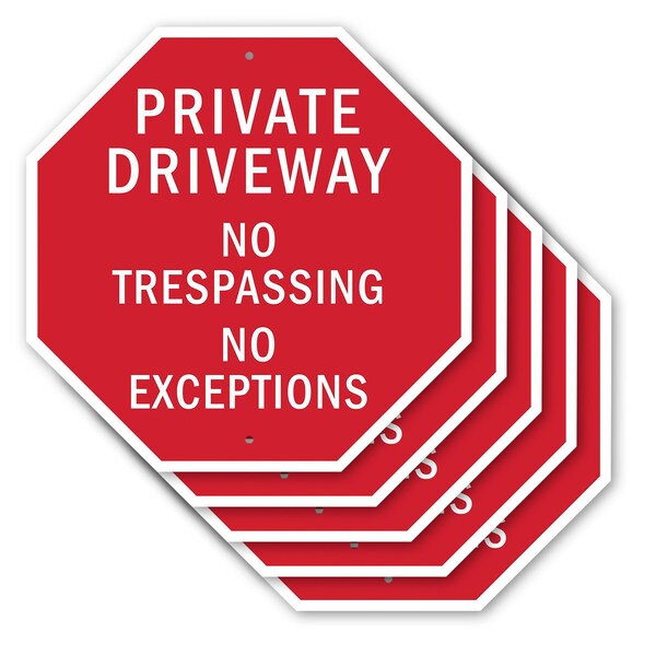 Signmission Private Driveway No Trespassing No, 10 inch X 10 inch, Aluminum Metal Signs, 5PK OC-A-5Pack-10-163 - main