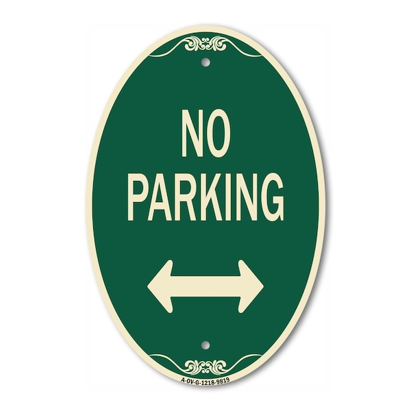 Signmission No Parking With Bidirectional Arrow Green & Tan, 12 Inch X 18 Inch Designer, Heavy Gauge Aluminum A-OV-G-1218-9819 - main