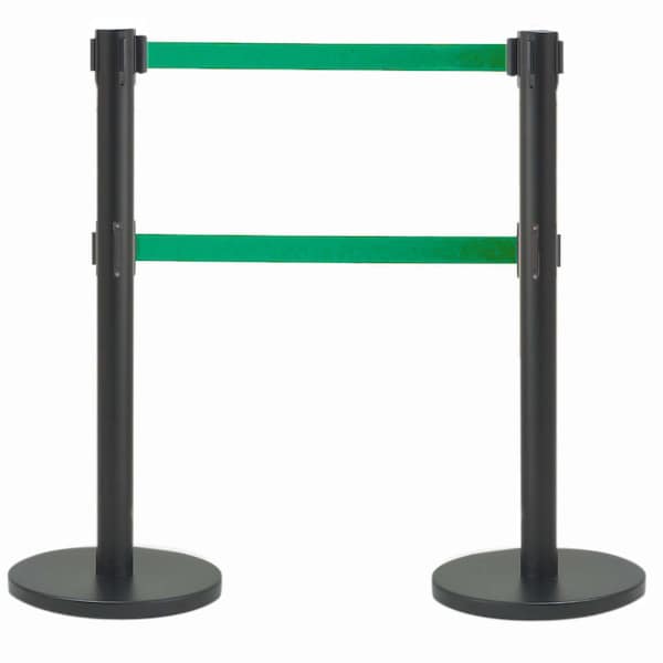 Aarco Form-A-Line System, Dual Retractable Belt Style, Overall Height is 40'', 7' Green Belts HBK-27GR - main