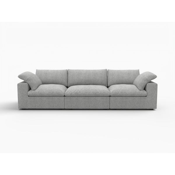 Homeroots 120" Light Gray Linen Blend Modular Sofa 714571 - main