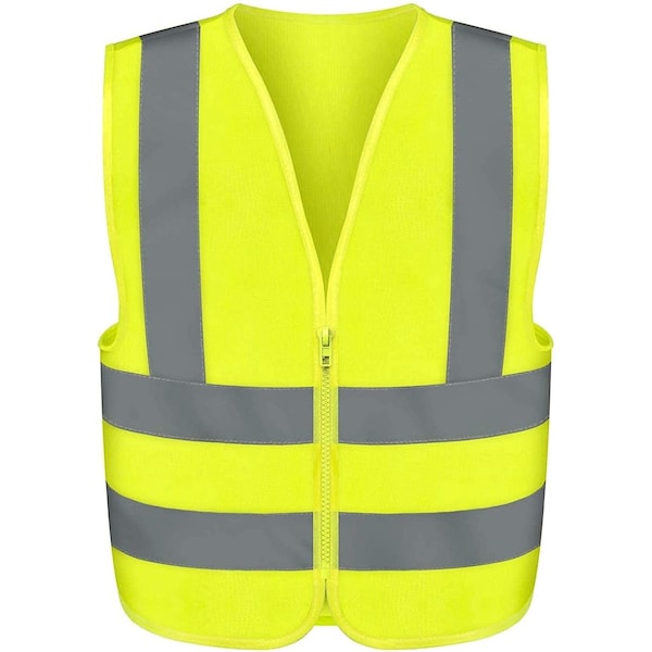 Neiko High Visibility Safety Vest with Reflective Strips, XXX-Large Neon Yellow, Zipper Front For Safety 53949A - main
