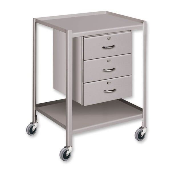 Pucel Utility Table with Three Drawers and Two Shelves, 23 in W x 24 in D x 31 in H, Gray TU-2324-2-3D-C3 - main