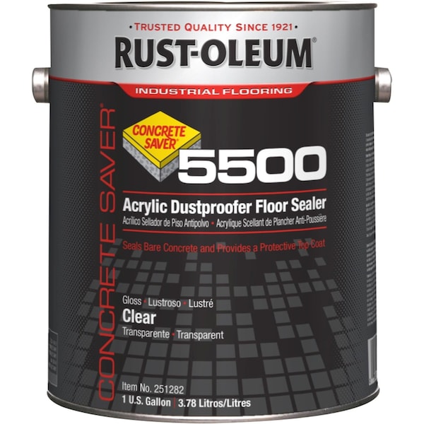 Rust-Oleum 1 gal Concrete Dustproofer Floor Sealer, Semi-Gloss Finish, Clear, Water Base 251282 - main