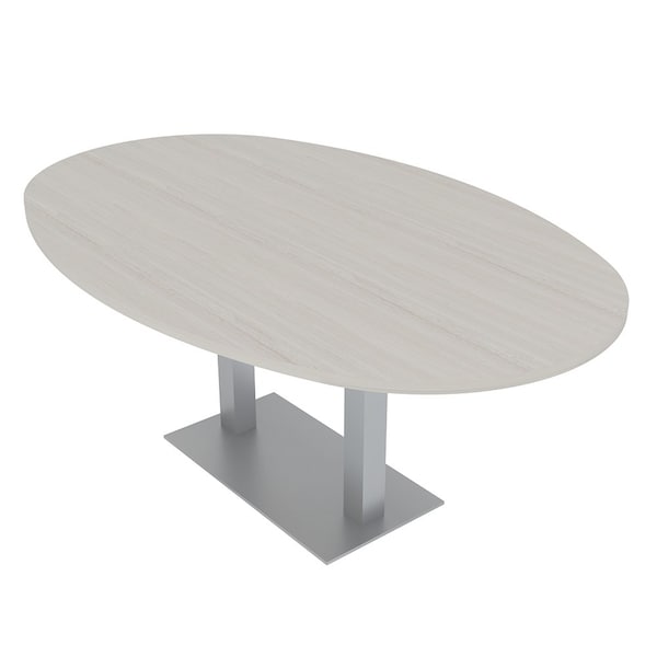 Skutchi Designs Boval Conference Table With Power Unit, 48 in W, 84 in L, Ivory HAR-BOVL-48X84-DOU-K458-NA - main