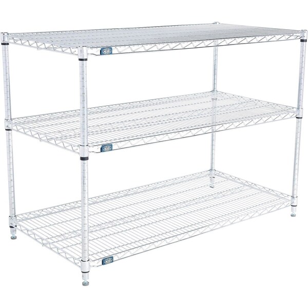 Global Industrial Nexel 3 Shelf, Stainless Steel Wire Shelving Unit, Starter, 48"W x 21"D x 34"H B3149728 - main