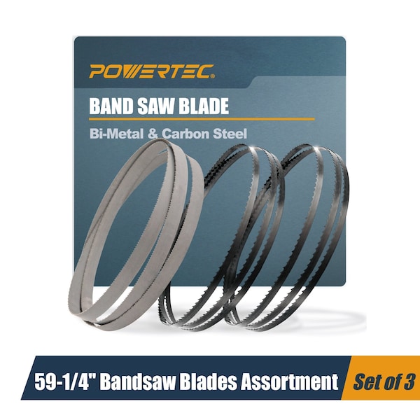 Powertec 59-1/4" Carbon Steel & Bi metal Band Saw Blades, Ryobi BS903 & BS900 & Shop Fox W1749 Bandsaw 13702 - main