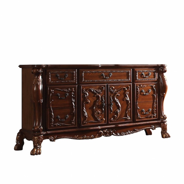 Homeroots 20" X 66" X 38" Cherry Oak Wood Poly Resin Dresserserver 347000 - main