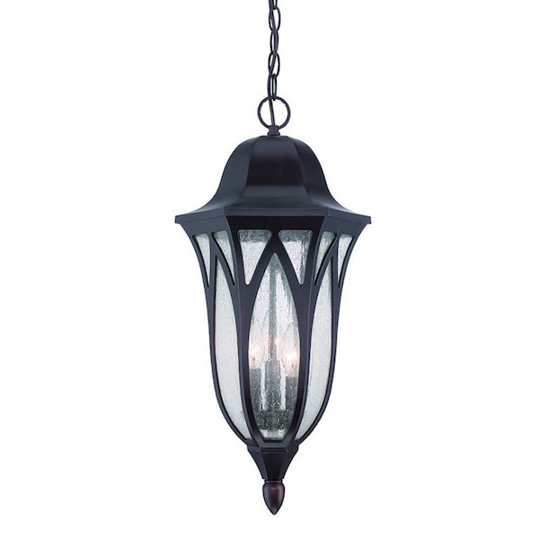 Homeroots XL Antique Bronze Geometric Glass Hanging Light 397991 - main