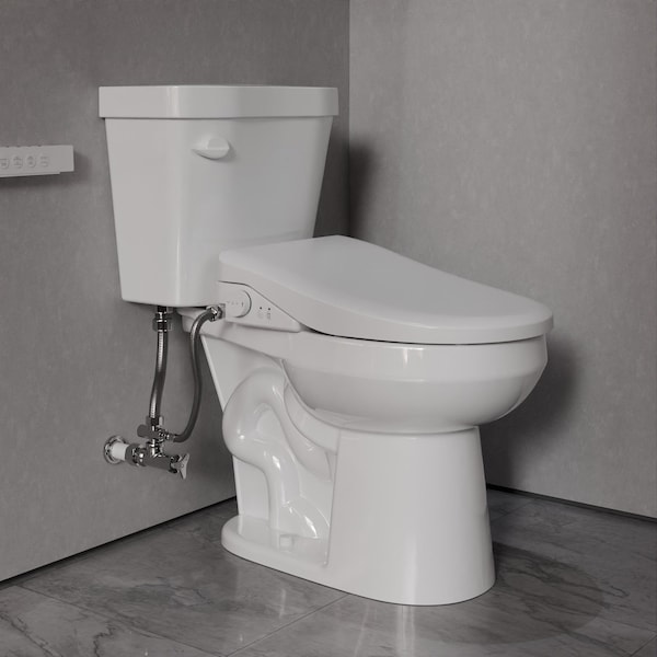 Anzzi Rev 12in 2pc 1.28 GPF Siphon Round Ceramic Toilet, White Electric Bidet Seat, ADA height Included TL-AZ071-EB106U - main