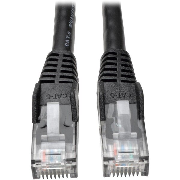 Eaton Tripp Lite Series Cat6 Gigabit Snagless Molded UTP Ethernet Cable RJ45 M/M, PoE, Black, 1 ft. N201-001-BK50BP - main