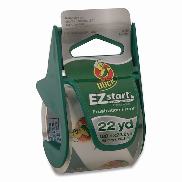 Duck Brand EZ Start Premium Packaging Tape with Dispenser, 3in Core, 1.88in x 22.2 yds, Clear, 6PK 824922/7727 - main